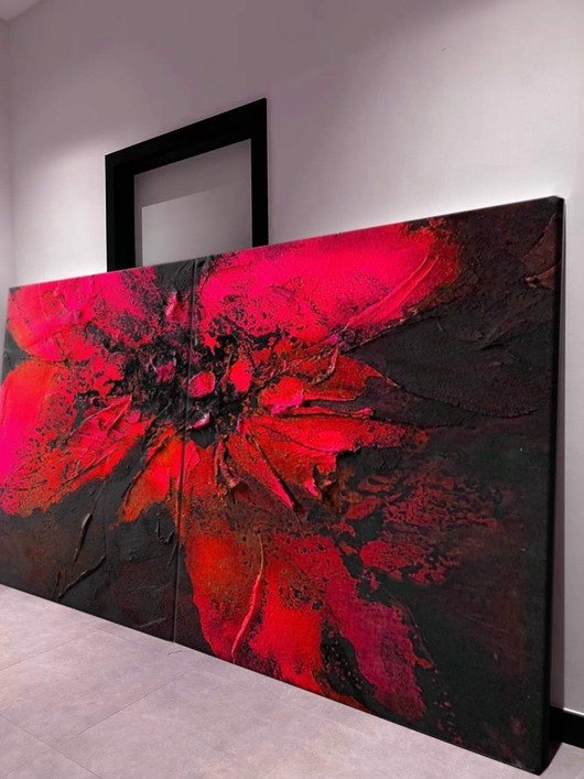 obrazy Duże obrazy na ścianę strukturalne kwiat, ręcznie wykonane