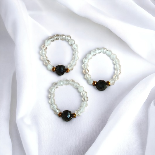 pierścionki elastyczne Pierścionek : turmalin, kryształ górski