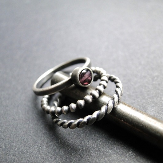 pierścionki srebrne Zestaw Trio -spinel