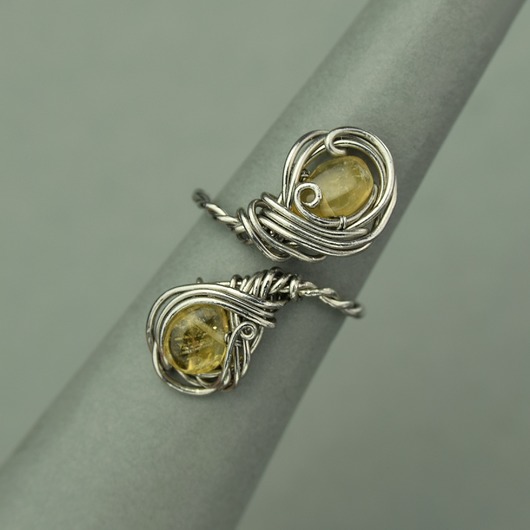 pierścionki - różne Pierścionek regulowany cytryn wire wrapping