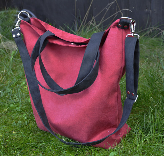 torby na ramię TORBA HOBO XXL - bordo, czerń