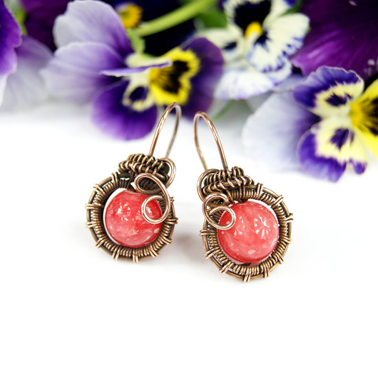 kolczyki wire wrapping Kolczyki z jadeitem