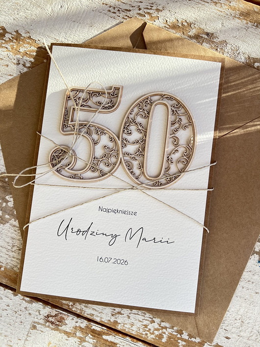 kartki scrapbooking Wyjątkowa personalizowana kartka ręcznie robiona na 50 urodziny