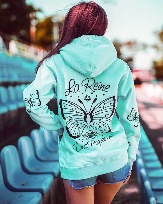 bluza z kapturem damska Bluza miętowa damska Królowa Motyli