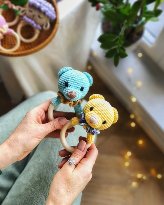 gryzaki i śliniaki dla dzieci Grzechotka miś, Gryzak na kółku dla niemowlaka, Prezent dla noworodka