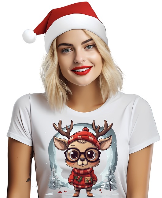 t-shirt damskie Koszulka świąteczna renifer t-shirt