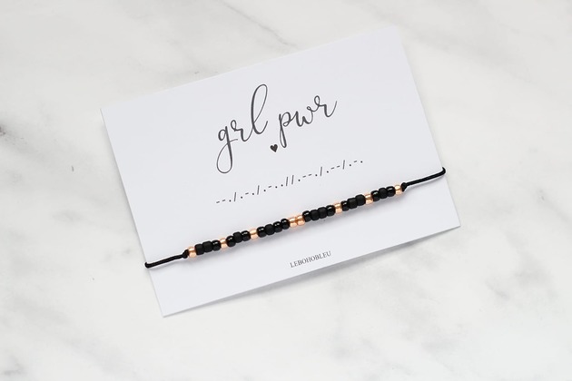 bransoletki na sznurku GRL PWR Morse Code Bracelet
