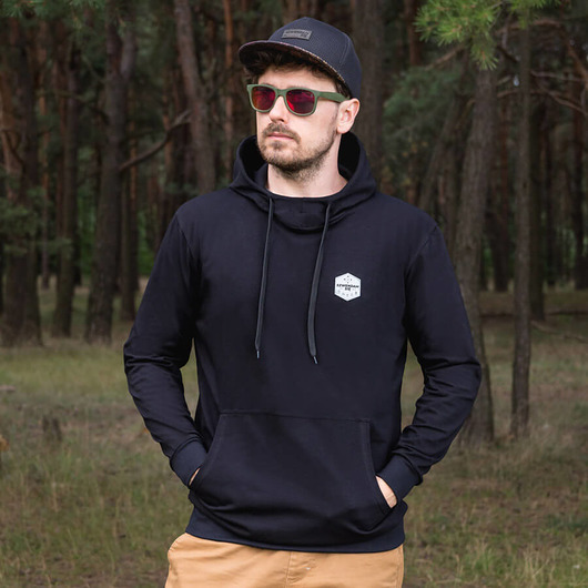 bluza z kapturem damska Cienka bluza z kapturem z naszywką SZWENDAM SIĘ unisex czarna -