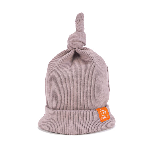 Czapka w prążki z supełkiem- newborn-b. róż Benni