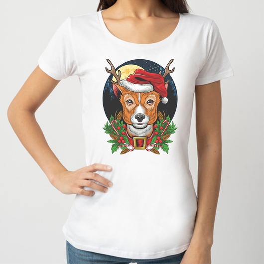 t-shirt damskie Koszulka  z nadrukiem Świąteczny Renifer