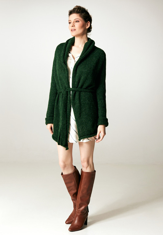 kardigany damskie Otulający kardigan szalowy las