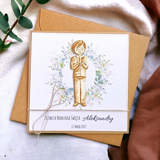kartki na komunię Kartka, PERSONALIZACJA : I Komunia Święta : chłopiec