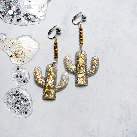 klipsy UNIKATOWE klipsy lub kolczyki - kaktusy glam