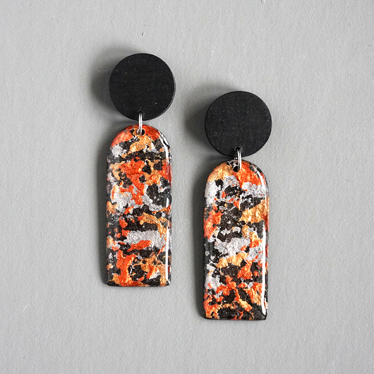 kolczyki - inne Abstrakcyjne kolczyki z masy papierowej