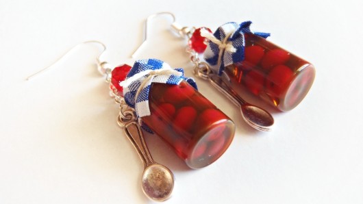 kolczyki z masy plastycznej kolczyki wisienki w syropie