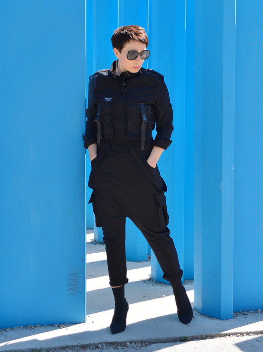 NEW Spodnie MILITARY bojówki czarne momo fashion