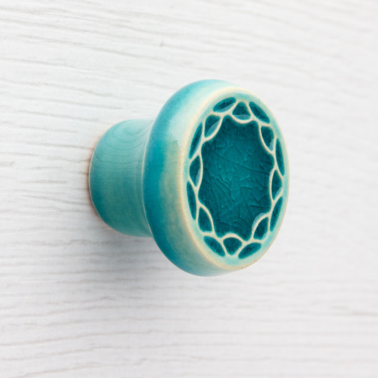 gałki do mebli Gałka ceramiczna do mebli, turkusowa, wz.4
