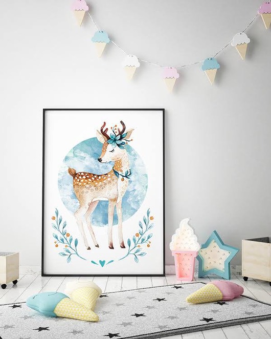 Plakat sarenka (turkusowa) B2 - 50x70 cm  HOG STUDIO