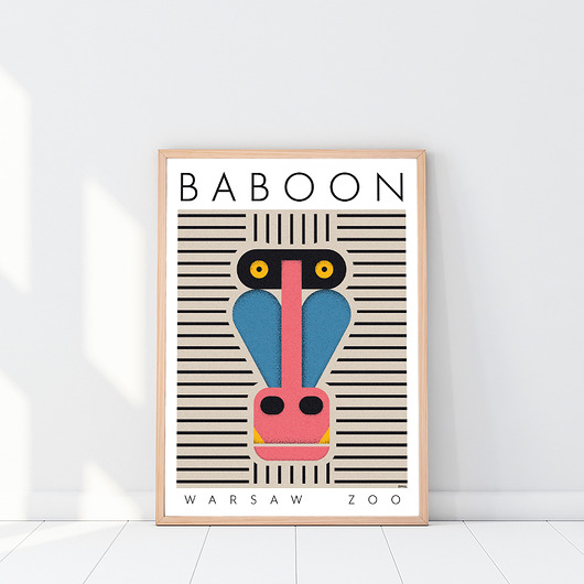 plakaty Pawian, Baboon, Zoo Warszawa, Plakat, EN