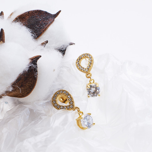 kolczyki pozłacane Delikatne kolczyki sztyfty z cyrkoniami - Aurora