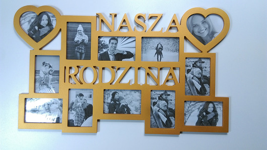 Ramka multirama na 12 zdjęć Nasza Rodzina złota amdecor