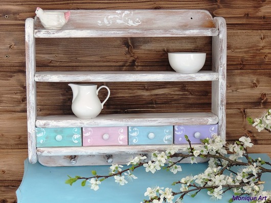 Półka kuchenna, drewniana, shabby chic Monique Art