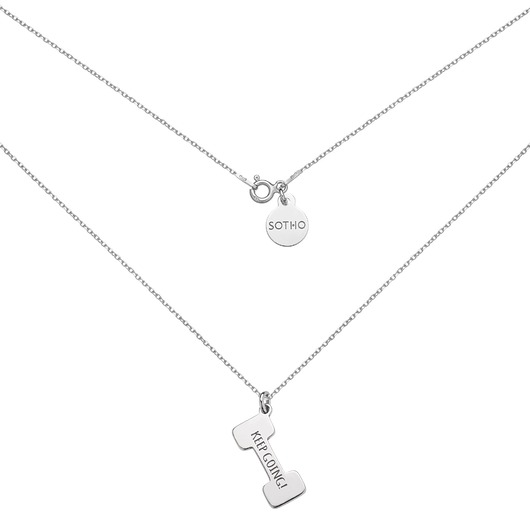 srebrne naszyjniki Srebrny naszyjnik ciężarek KEEP GOING!