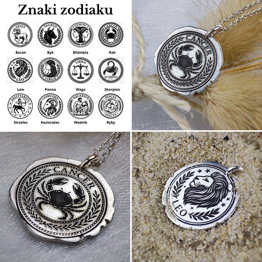 srebrne naszyjniki Znak zodiaku I - moneta na szczęście