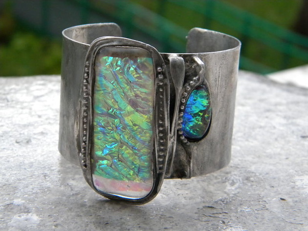 bransoletki wire wrapping Bioluminescencja   - BRANSOLETA MANKIET - CUFF