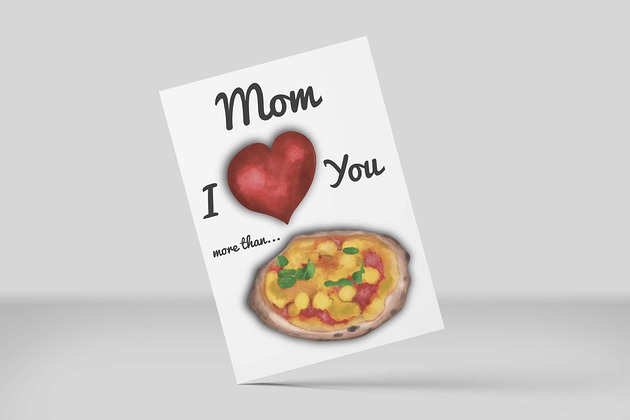 kartki okolicznościowe - wydruki Kartka na Dzień Mamy - I love you more than pizza