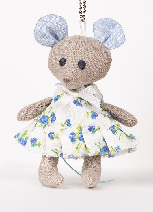 misie i maskotki Myszka Zuzia XS lniana boho maskotka brelok