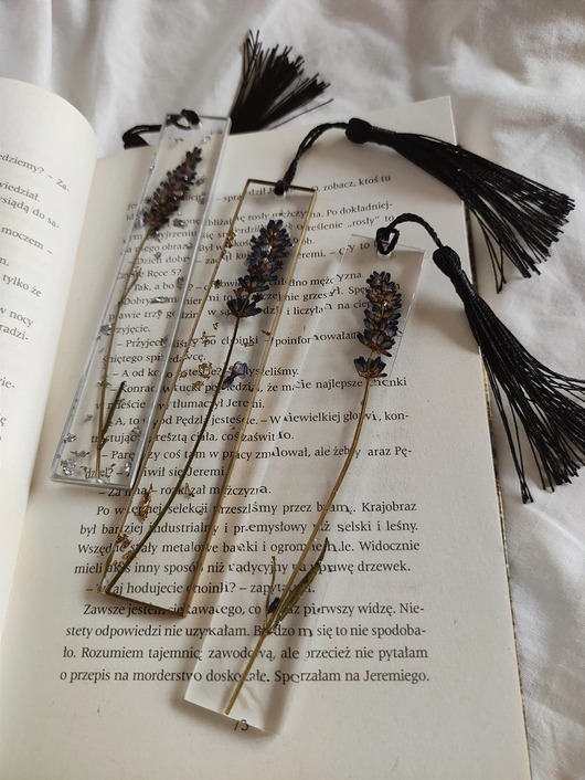 zakładki do książek Zakładka do książki z żywicy - lawenda 14 cm