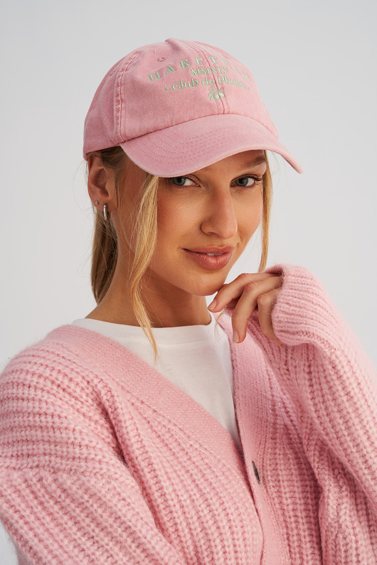 czapki damskie Sprana czapka z daszkiem VINTAGE różowa