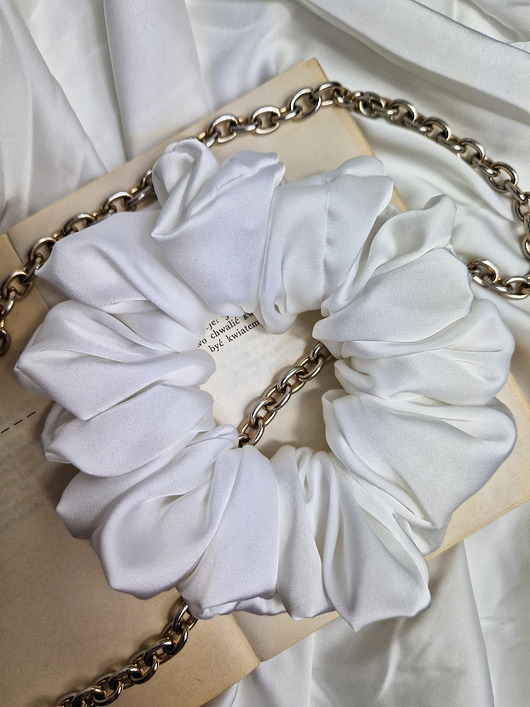 gumki do włosów Scrunchie Milky Cream XL - gumka do włosów satynowa ecru