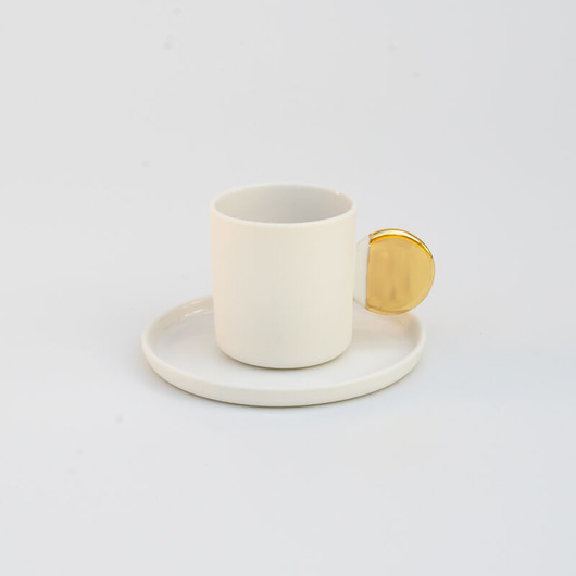 filiżanki Filiżanka do Espresso z talerzykiem/ coconut/ złoto