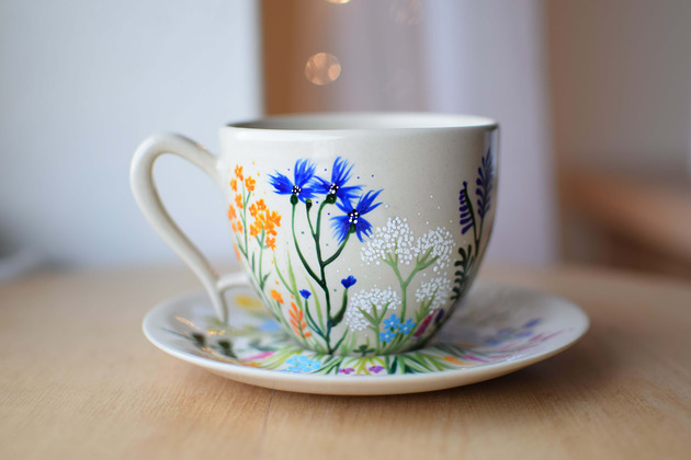 filiżanki Filiżanka Kwitnąca Łąka Zioła Kwiaty Polne 220ml