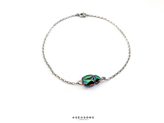 Bransoletka srebrny łańcuszek i skarabeusz  4 Seasons Jewelry