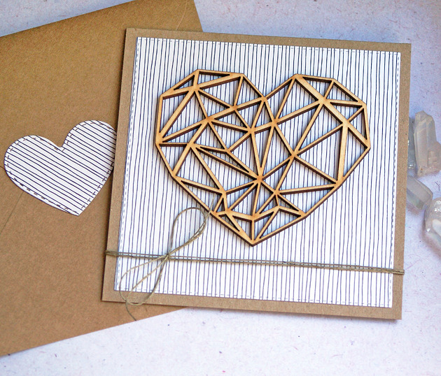 kartki scrapbooking Kartka ślubna, miłosna - geometryczne serce : paski