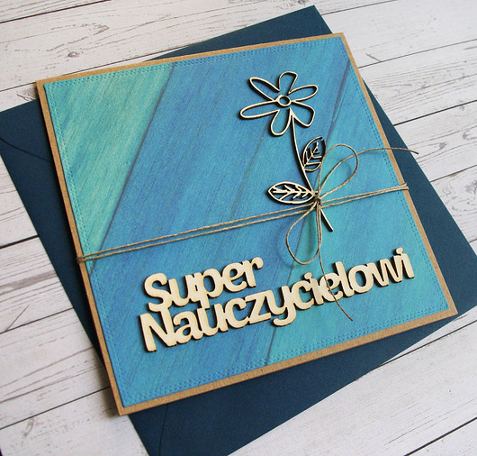 kartki scrapbooking SUPER NAUCZYCIELOWI : kartka handmade : PODZIĘKOWANIE