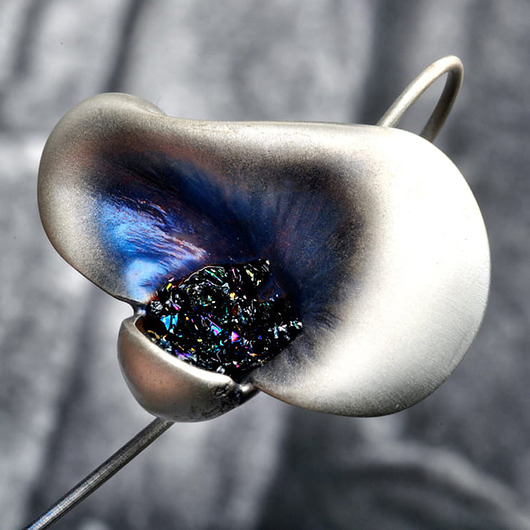 kolczyki wire wrapping Kolczyki srebrne wiszące BLACK ORCHIDEA