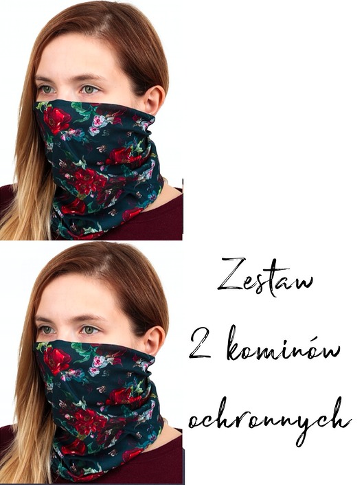 2 szt. kominów-masek ochronnych-czerwone kwiaty Usunieta