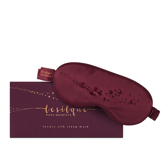opaski na oczy LE SILQUE Opaska na oczy z jedwabiu z kryształkami - BURGUNDY
