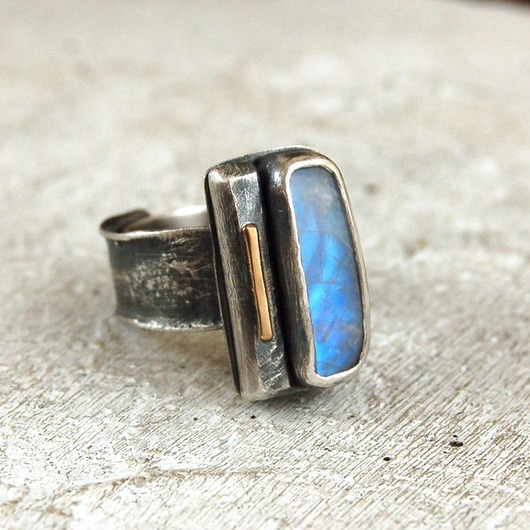 pierścionki srebrne Pierścionek Kamień księżycowy, złoto