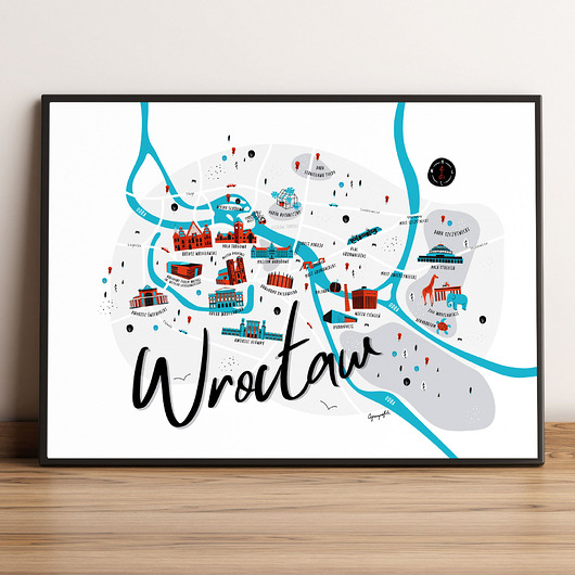 plakaty Wrocław Mapa plakat 70x50 cm