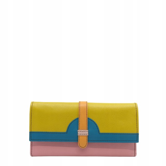 portfele damskie Portfel damski skórzany ze skrawków kolorowy przegródki na karty OLIVKA
