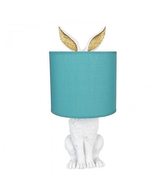 lampy stołowe Lampa Stołowa Rabbit Biało-Złota Turkus 43 cm