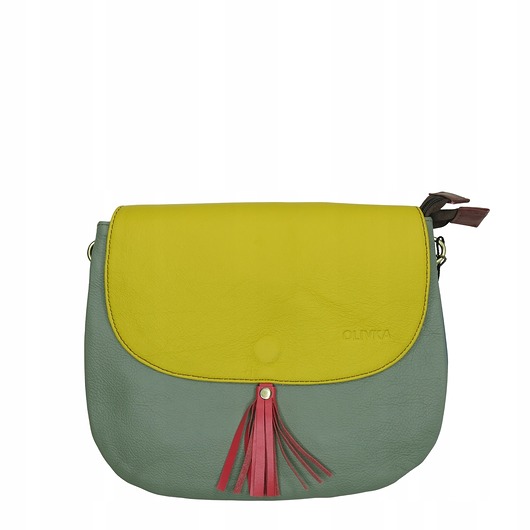 torby na ramię Torebka skórzana damska z kawałków skóry ręcznie wykonana dwustronna OLIVKA