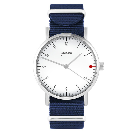 zegarki unisex Zegarek - Simple biały - granatowy, nylon