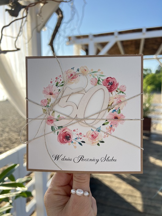 kartki scrapbooking Wyjątkowa kartka ręcznie robiona z okazji 50 rocznicy ślubu