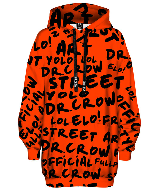 bluza z kapturem damska Bluza Oversize Tunika DR.CROW Dr.Crow Orange